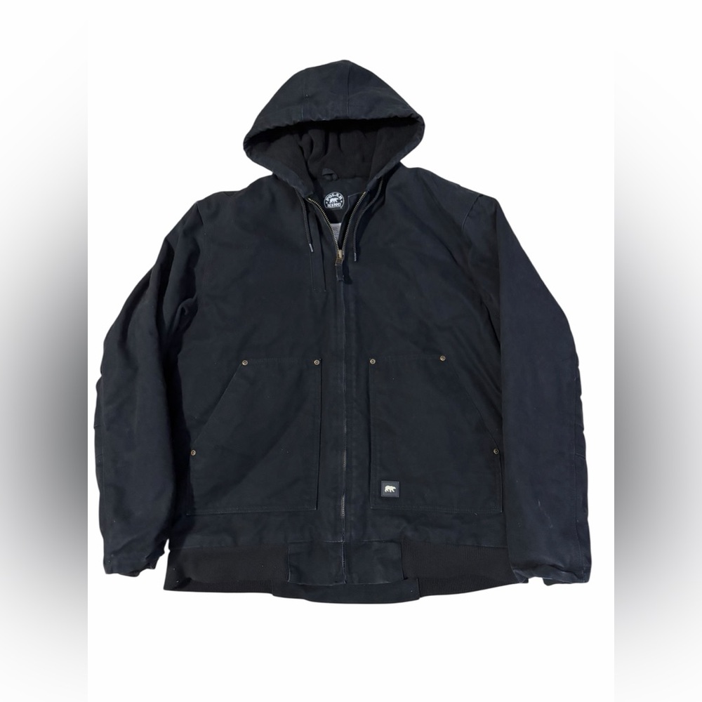 Polar King Canvas Hooded Work Coat Mens Large Tall LT Black Fleece Lined Chore